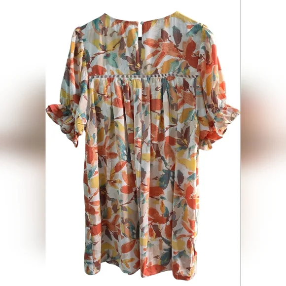 JODIFL - Colorful Floral Mini Babydoll Dress Oversized Tropical Vacation Vibes - Picture 2 of 7